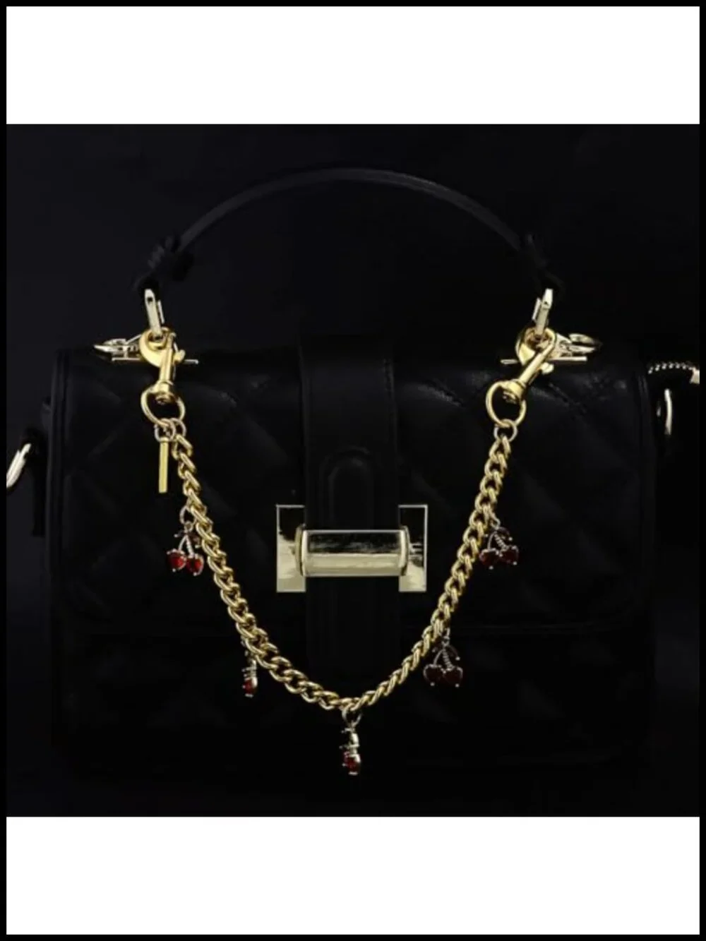 Cherry Charms Bag Chain Keychain - Metal Key Ring Purse Accessory